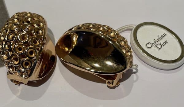 christian dior vintage earrings oval abstract 18k gold plated c.1980