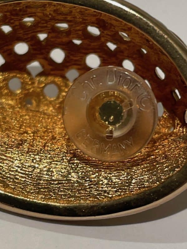 christian dior vintage earrings oval abstract 18k gold plated c.1980