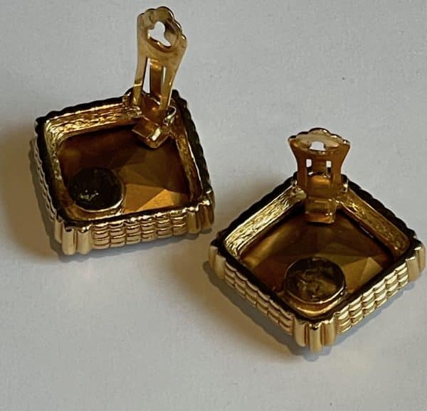 christian dior vintage large crystal & gold tone cocktail earrings c.1980s