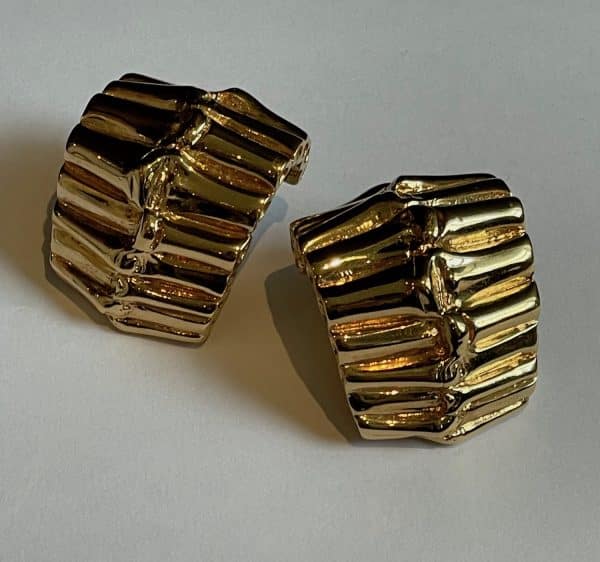 yves saint laurent vintage couture ysl bamboo earrings large curved 18k gold tone c.1980