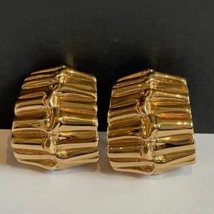 yves saint laurent vintage couture ysl bamboo earrings large curved 18k gold tone c.1980