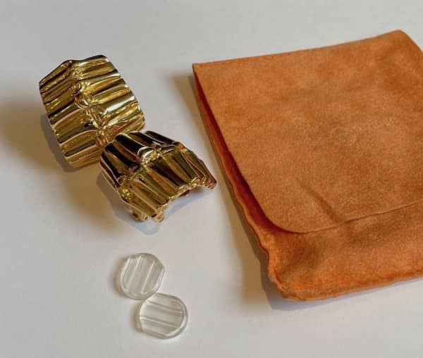 yves saint laurent vintage couture ysl bamboo earrings large curved 18k gold tone c.1980