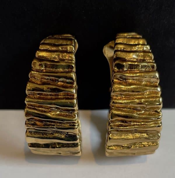 yves saint laurent vintage couture ysl large hoops earrings 18k gold tone c.1980s
