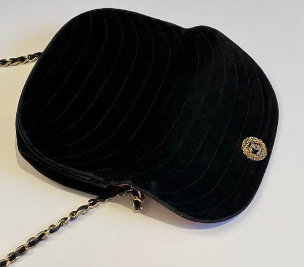 chanel 1980s half moon flap bag vintage cc logo jewel button
