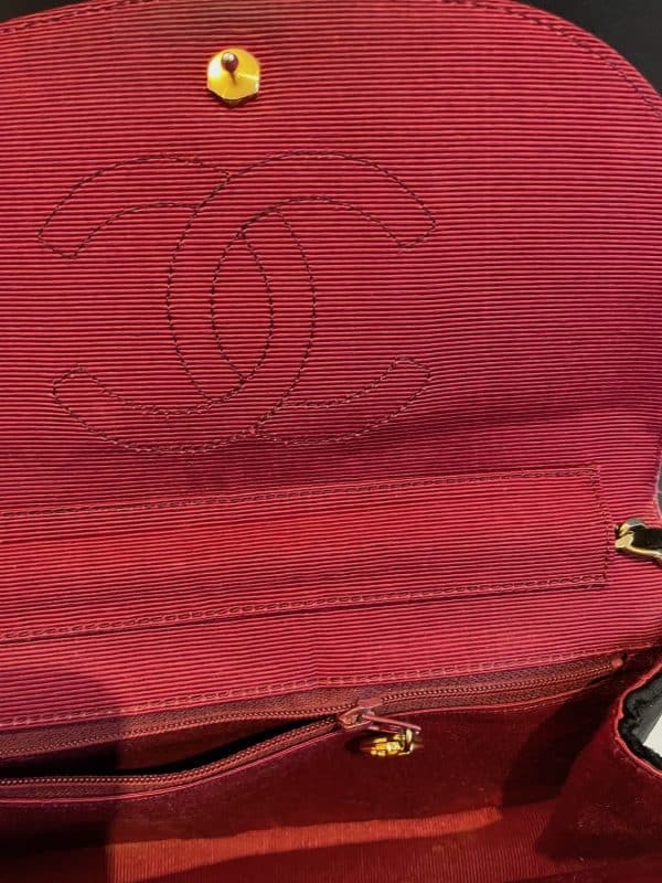 chanel 1980s half moon flap bag vintage cc logo jewel button