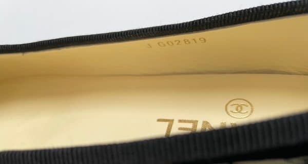 chanel leather ballet flats ballerina cc logo black bow shoes pumps w/box