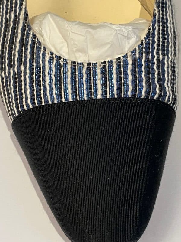 chanel slingback sandals tweed blue & grosgrain black