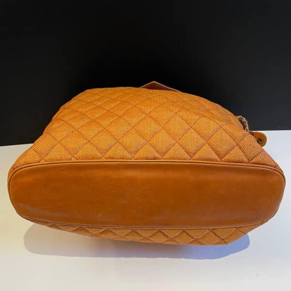 chanel vintage grand shopping tote bag cognac quilted cc logo c.1990s
