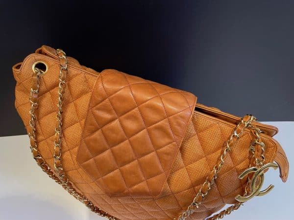 chanel vintage grand shopping tote bag cognac quilted cc logo c.1990s
