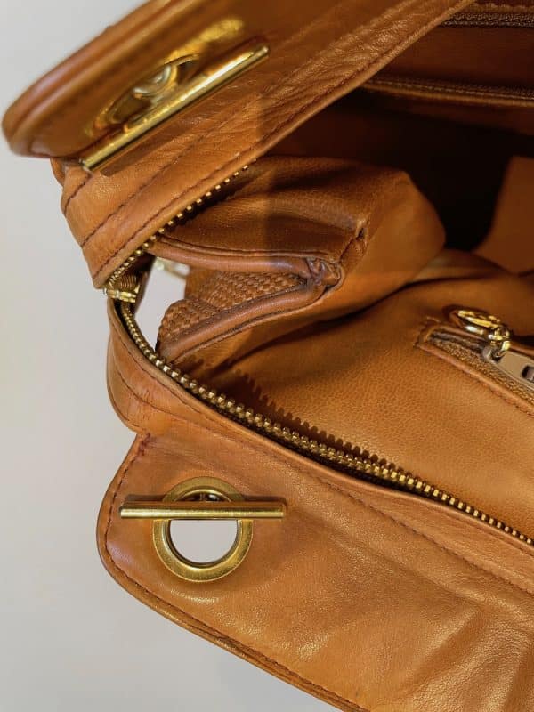 chanel vintage grand shopping tote bag cognac quilted cc logo c.1990s