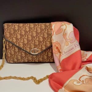christian dior 1970 dior monogram clutch pouch shoulder chain bag vintage