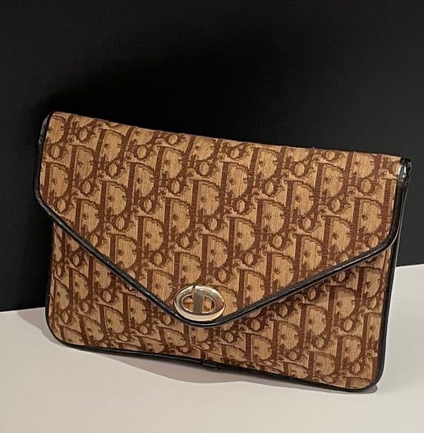 christian dior 1970 dior monogram clutch pouch shoulder chain bag vintage