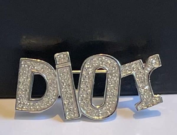 christian dior dio(r)evolution brooch pin white crystals silver metal