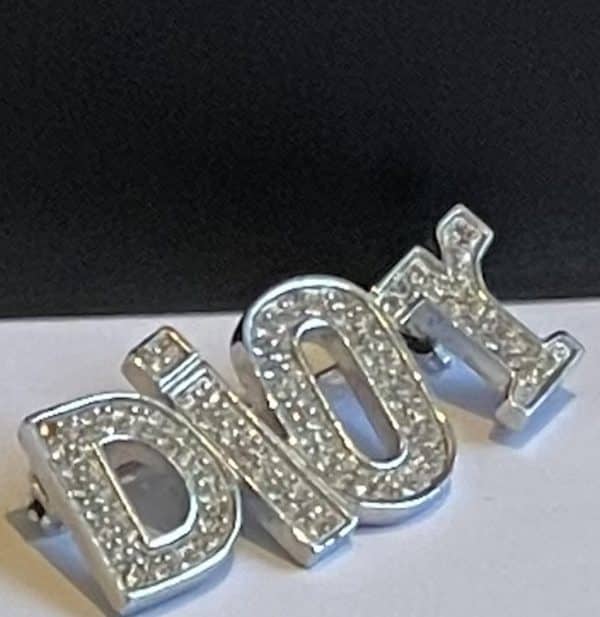 christian dior dio(r)evolution brooch pin white crystals silver metal
