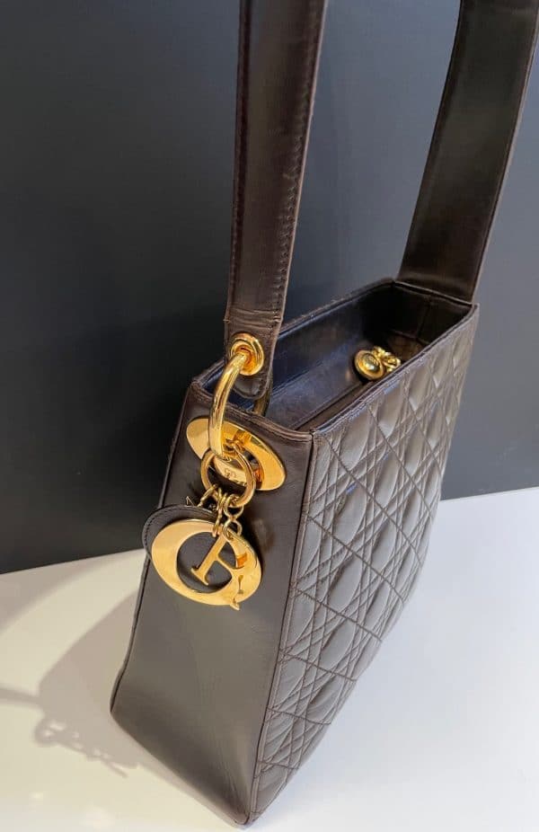 christian dior vintage cannage quilted lambskin bag gold dior charms