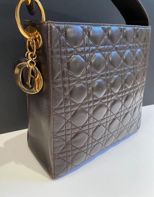 christian dior vintage cannage quilted lambskin bag gold dior charms