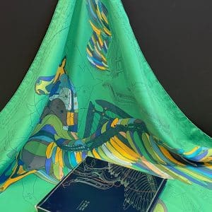 hermÈs silk scarf le pegase d'hermÈs green by christian renonciat w/box