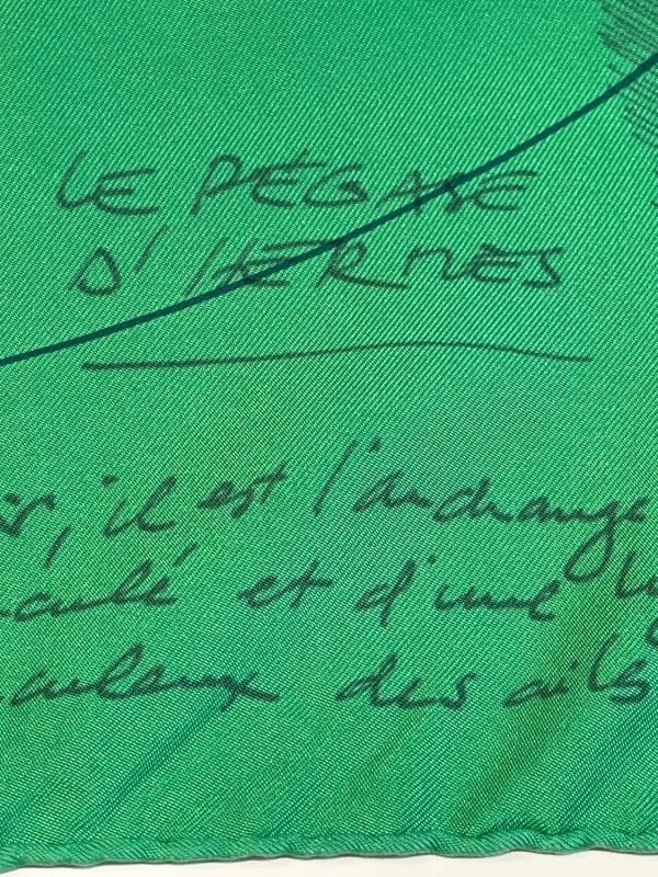 hermÈs silk scarf le pegase d'hermÈs green by christian renonciat w/box