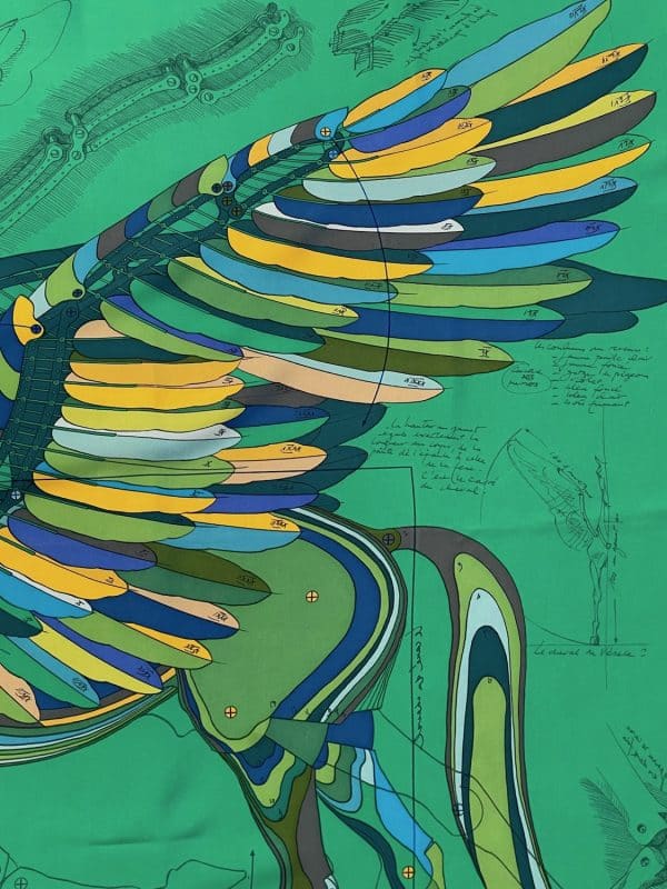 hermÈs silk scarf le pegase d'hermÈs green by christian renonciat w/box