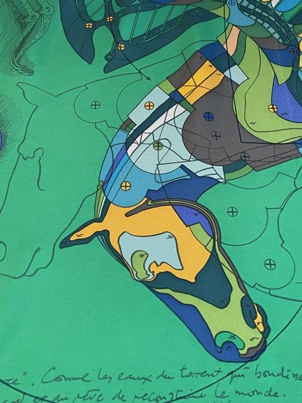 hermÈs silk scarf le pegase d'hermÈs green by christian renonciat w/box