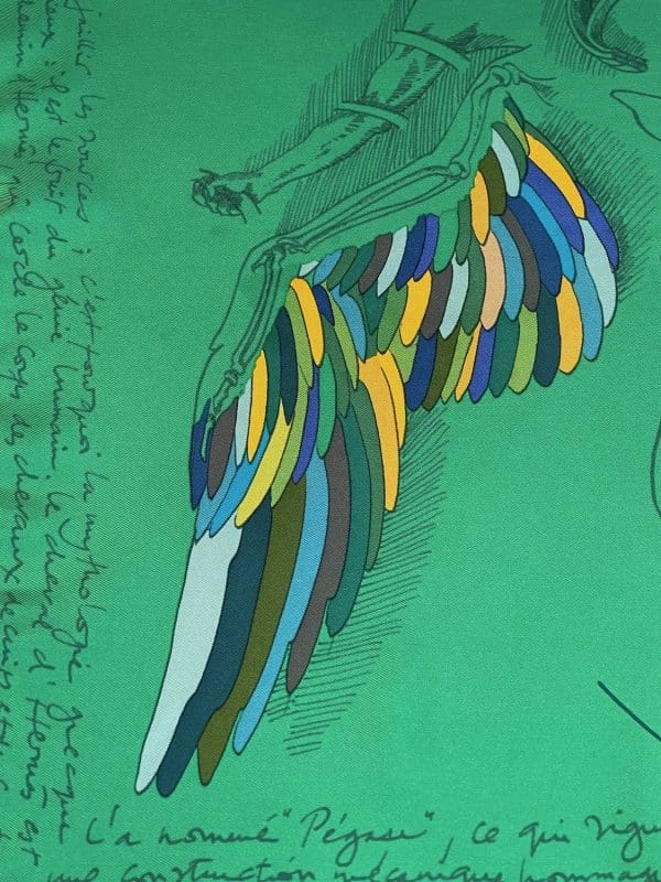 hermÈs silk scarf le pegase d'hermÈs green by christian renonciat w/box