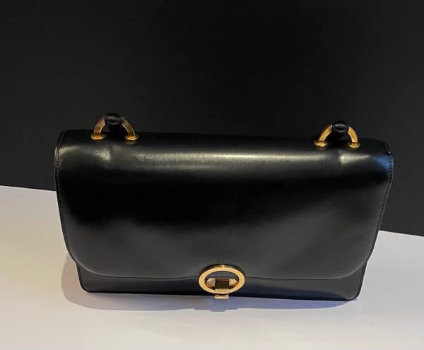 hermÈs vintage box calf leather black bag 1952