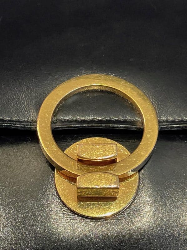 hermÈs vintage box calf leather black bag 1952