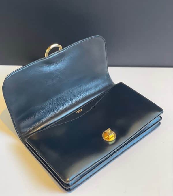 hermÈs vintage box calf leather black bag 1952