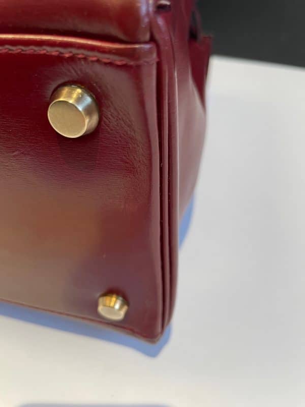 hermÈs vintage kelly 28 burgundy bordeaux box calfskin ghw iconic 1987