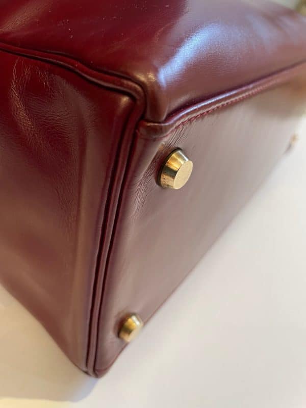 hermÈs vintage kelly 28 burgundy bordeaux box calfskin ghw iconic 1987