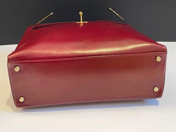 hermÈs vintage kelly 28 burgundy bordeaux box calfskin ghw iconic 1987