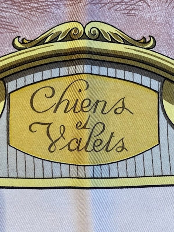 hermÈs vintage silk scarf chiens et valets by charles hallo 1963 collector w/box