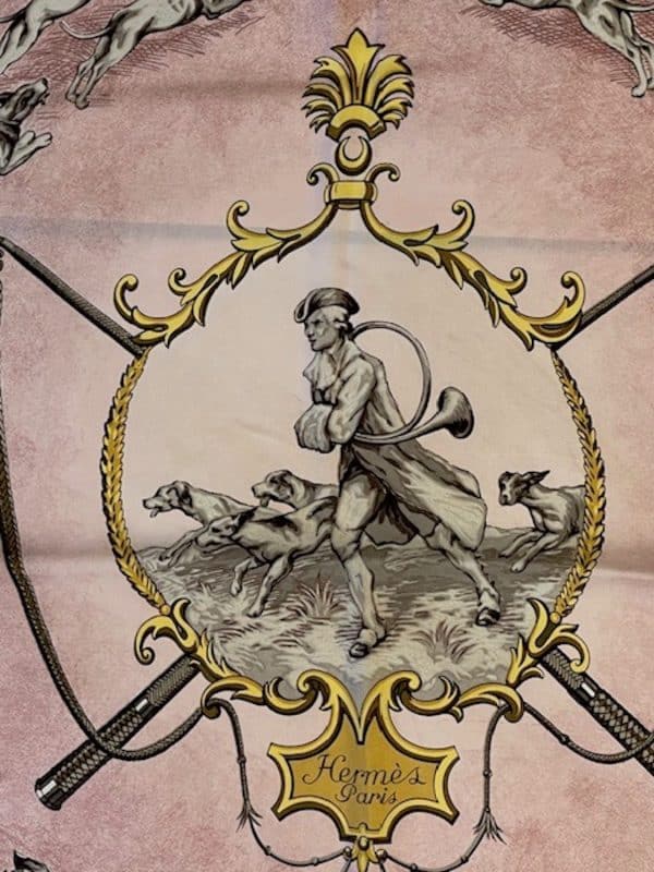 hermÈs vintage silk scarf chiens et valets by charles hallo 1963 collector w/box