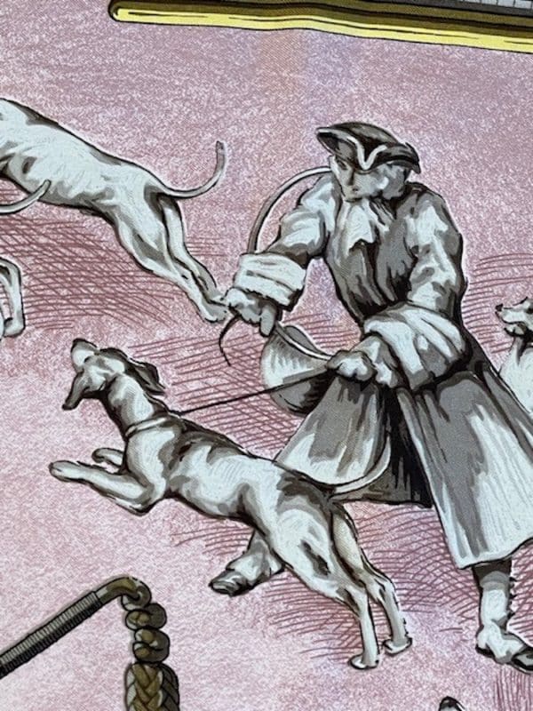 hermÈs vintage silk scarf chiens et valets by charles hallo 1963 collector w/box