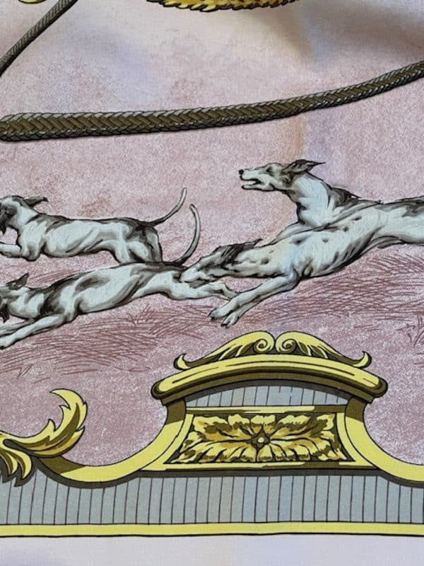 hermÈs vintage silk scarf chiens et valets by charles hallo 1963 collector w/box