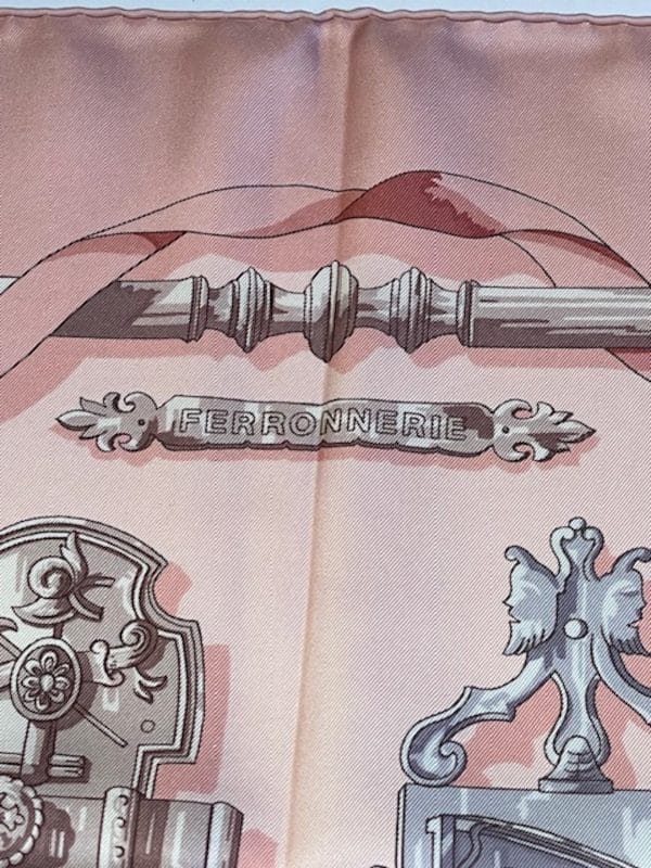 hermÈs vintage silk scarf ferronnerie by caty latham 1970 w/box