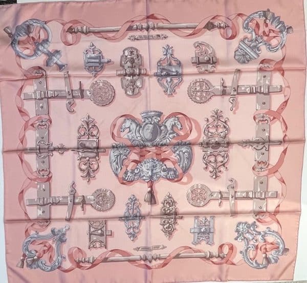 hermÈs vintage silk scarf ferronnerie by caty latham 1970 w/box