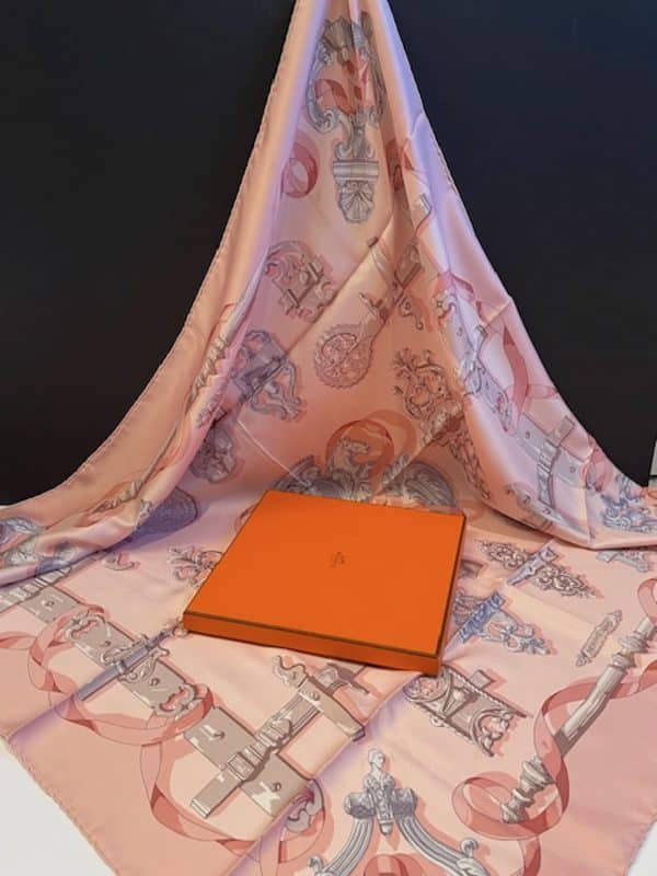 hermÈs vintage silk scarf ferronnerie by caty latham 1970 w/box