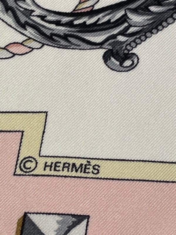 hermÈs vintage silk scarf les clefs by caty latham pink gold 1965 w/box