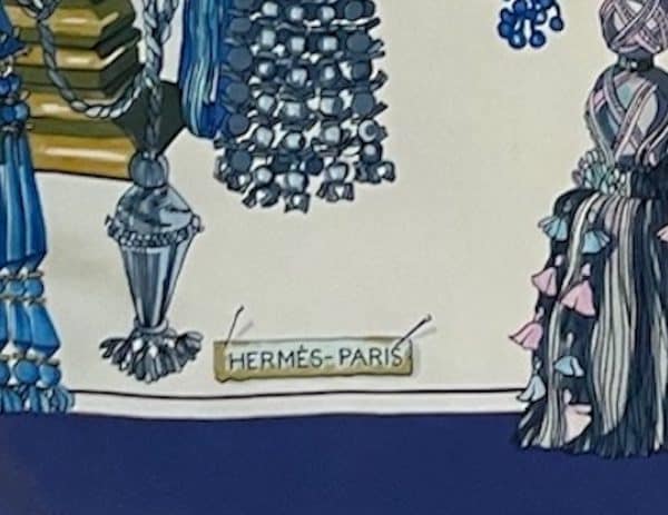hermÈs vintage silk scarf passementerie blue by françoise héron 1960 w/box