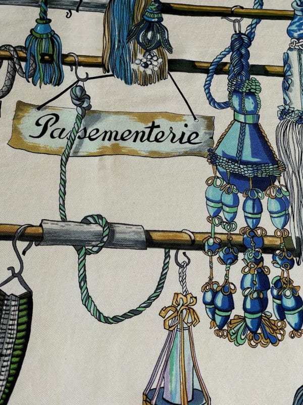 hermÈs vintage silk scarf passementerie blue by françoise héron 1960 w/box