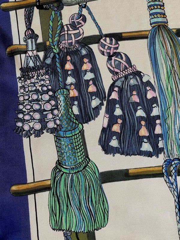 hermÈs vintage silk scarf passementerie blue by françoise héron 1960 w/box