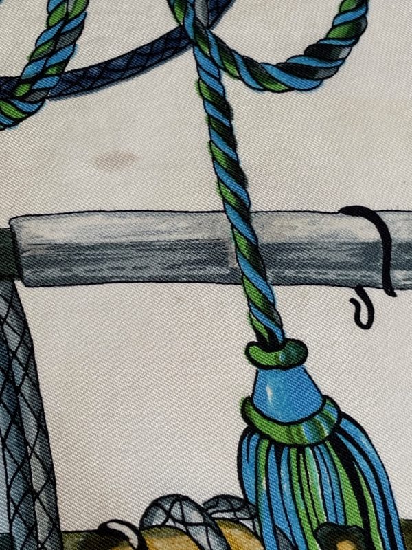 hermÈs vintage silk scarf passementerie blue by françoise héron 1960 w/box