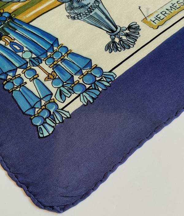 hermÈs vintage silk scarf passementerie blue by françoise héron 1960 w/box