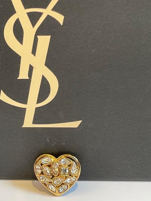 yves saint laurent haute couture heart shaped brooch pin by robert goossens 1983