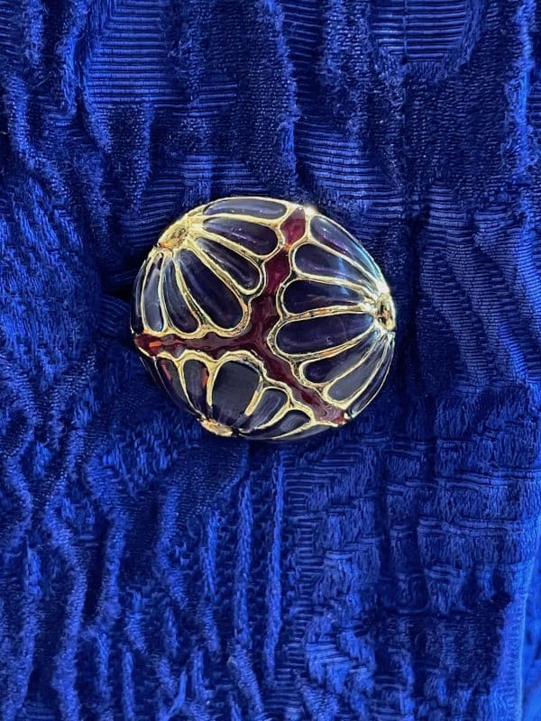 yves saint laurent rive gauche 80s blue floral embroidered quilted jewels jacket vintage