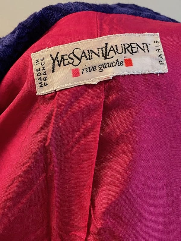 yves saint laurent rive gauche 80s blue floral embroidered quilted jewels jacket vintage