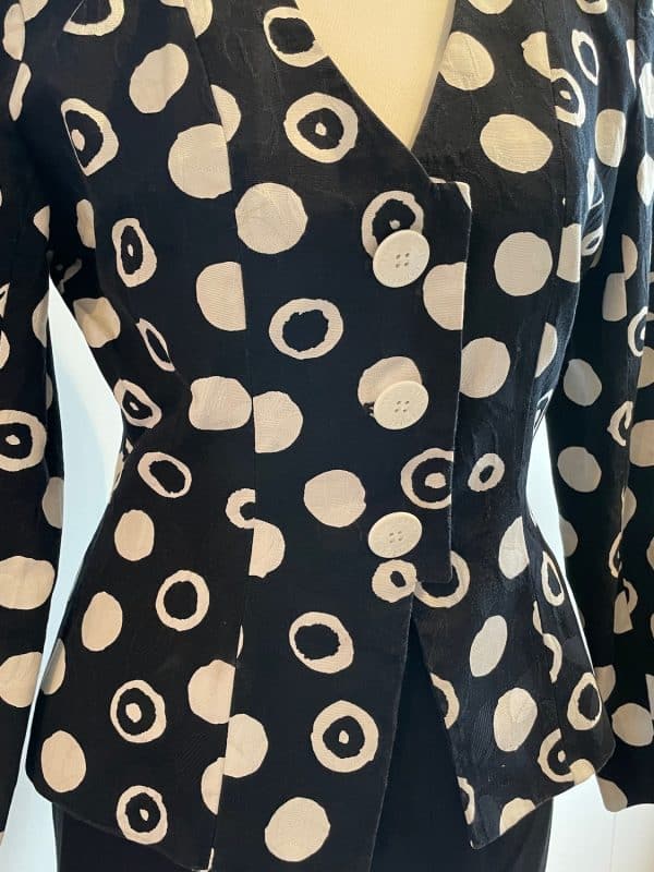 yves saint laurent variation polka dot print blazer & skirt 2 pieces suit c.1983