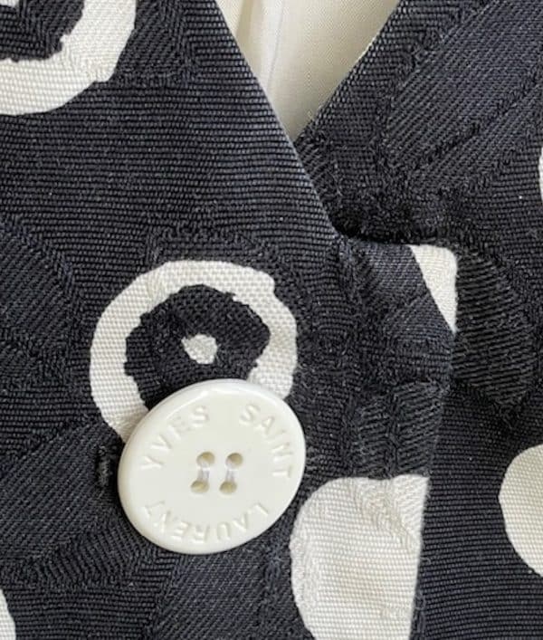 yves saint laurent variation polka dot print blazer & skirt 2 pieces suit c.1983