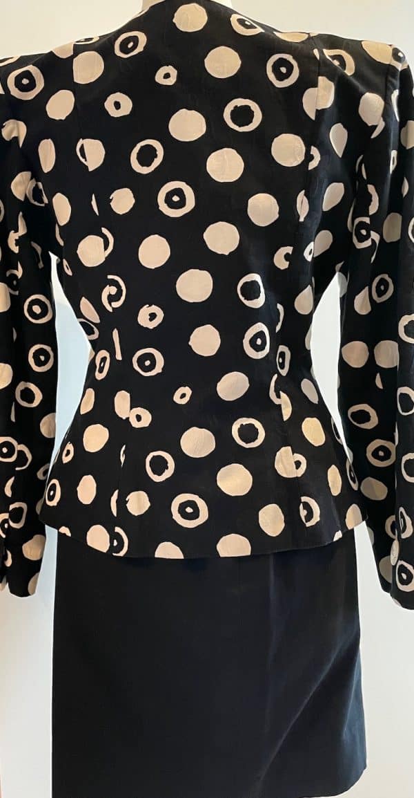 yves saint laurent variation polka dot print blazer & skirt 2 pieces suit c.1983
